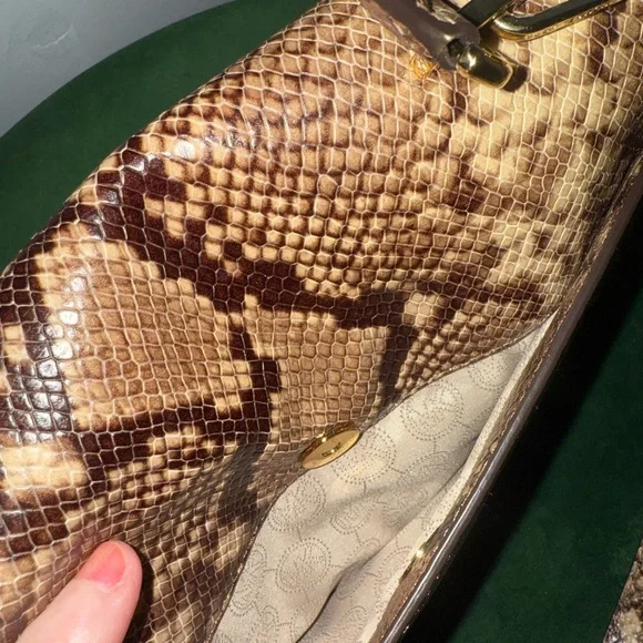 Michael Kors Tan Snake Print Satchel - Picture 5 of 11
